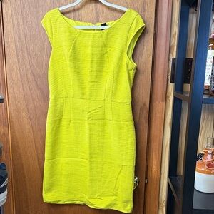 Chartreuse Tweed Cap Sleeve Sheath Ann Taylor Dress